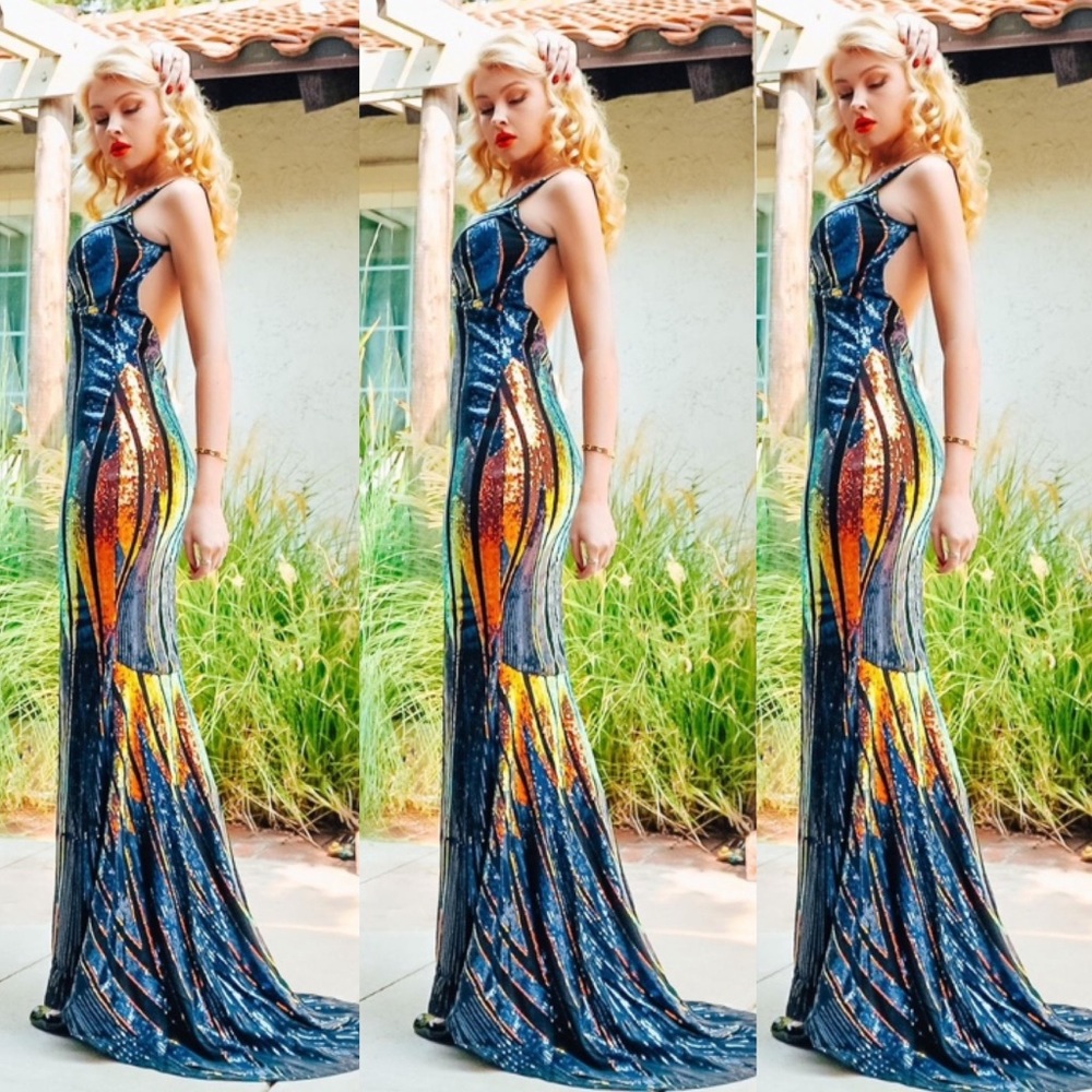 Sequin Evening Gown. Pageant. red carpet. Events